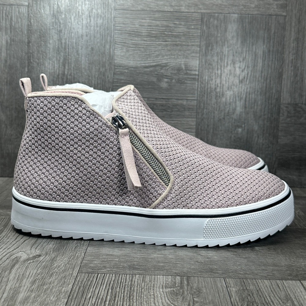 JVC High Top Sneakers Size 4M Mauve Pink Knit Platform Zip Up NEW